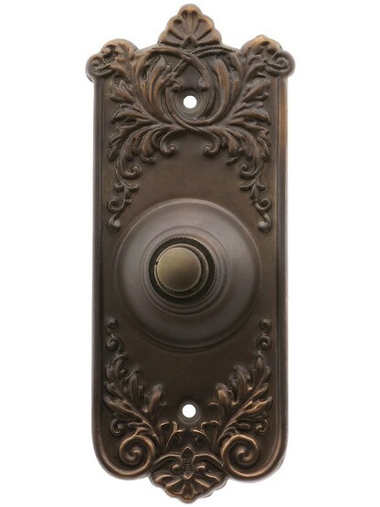 Lorraine Pattern Doorbell Button In Oil-Rubbed Bronze.