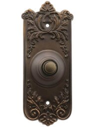 Lorraine Pattern Doorbell Button In Oil-Rubbed Bronze.
