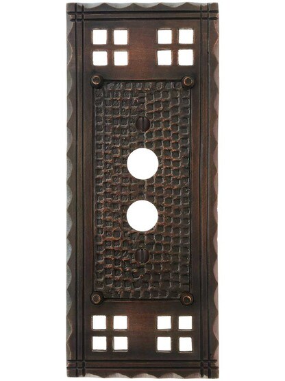 Alternate View of Arts and Crafts Push Button Switch Plate In Oil-Rubbed Bronze.