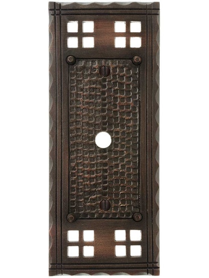 Alternate View of Arts and Crafts Cable Jack Cover Plate In Oil-Rubbed Bronze.