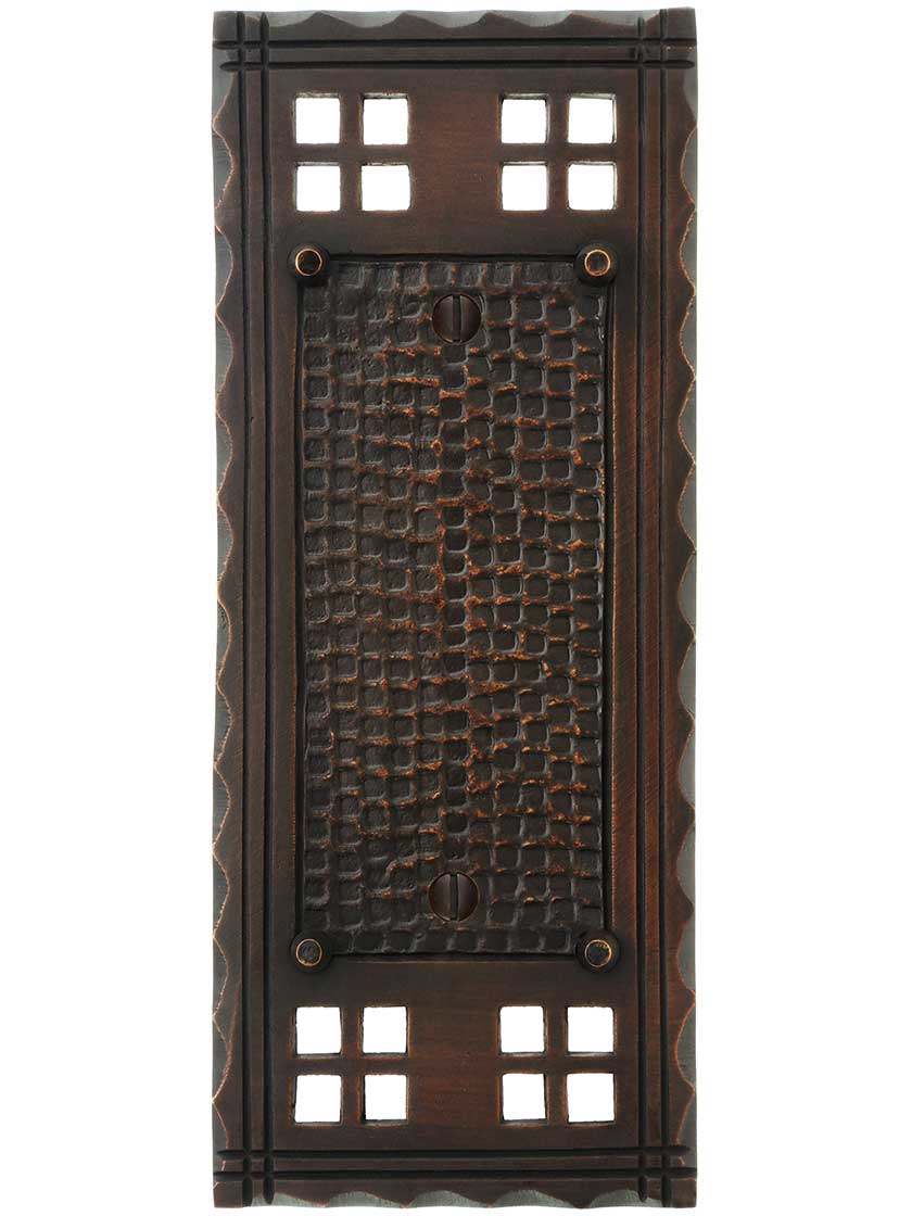 Alternate View of Arts and Crafts Blank Outlet Cover In Oil-Rubbed Bronze.