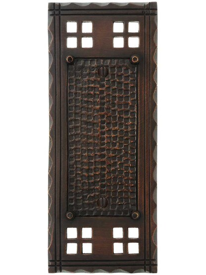 Alternate View of Arts and Crafts Blank Outlet Cover In Oil-Rubbed Bronze.