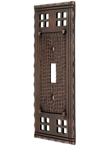 Arts and Crafts Toggle Switch Plate In Oil-Rubbed Bronze.