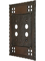 Arts and Crafts Double Push Button Switch Plate In Oil-Rubbed Bronze.