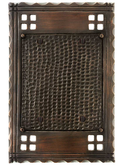 Alternate View of Arts and Crafts Double Gang Blank Cover Plate In Oil-Rubbed Bronze.