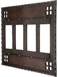 Arts and Crafts Quad GFI Outlet Cover Plate In Oil-Rubbed Bronze