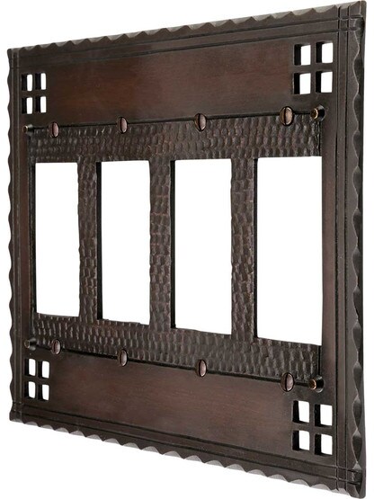 Arts and Crafts Quad GFI Outlet Cover Plate.