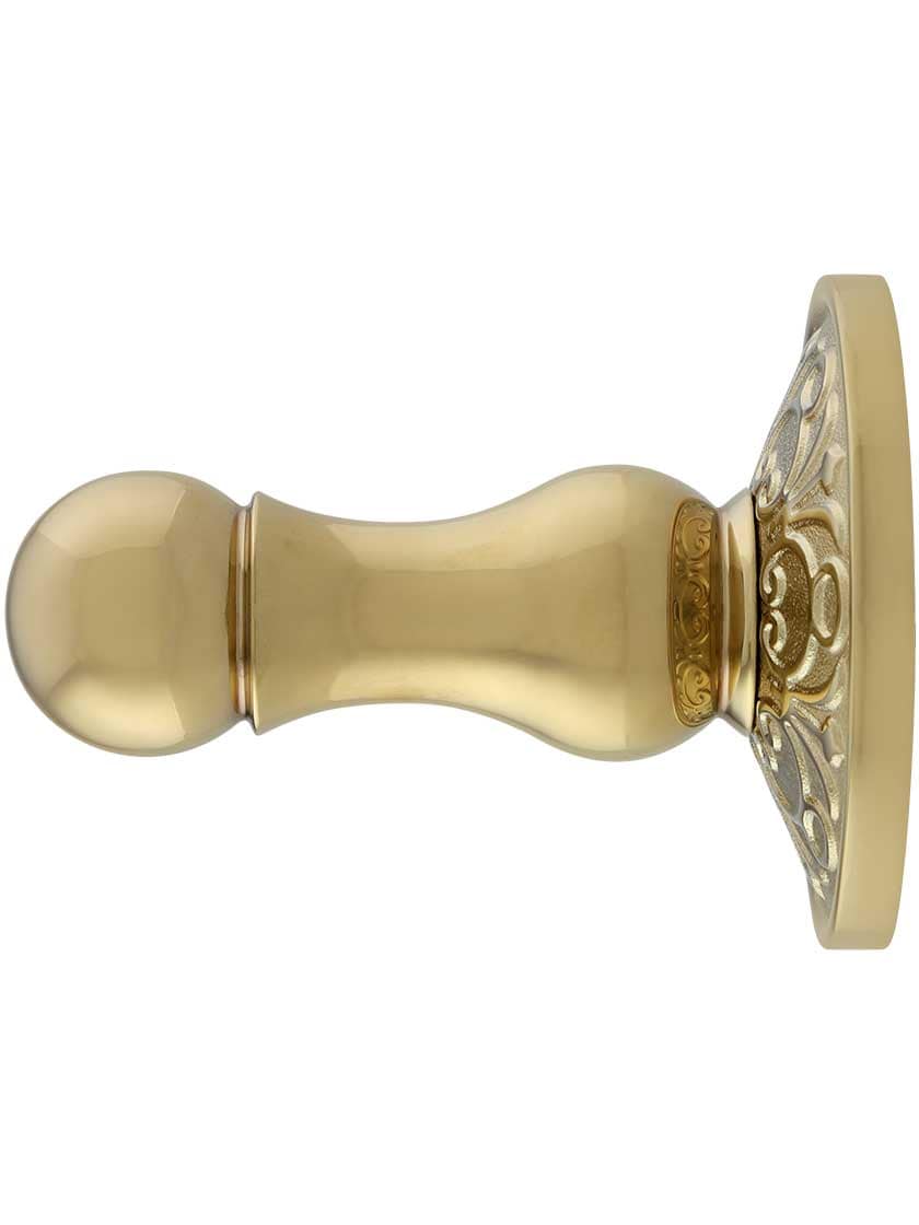 Alternate View of Forged Brass Post Style Hook With Lancaster Rosette