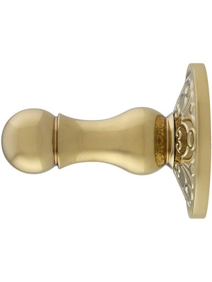 Alternate View of Forged Brass Post Style Hook With Lancaster Rosette