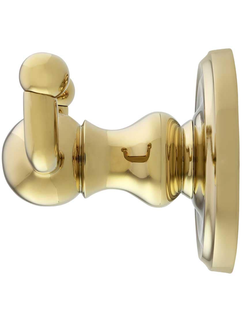 Alternate View of Forged Brass Double Hook With Classic Rosette