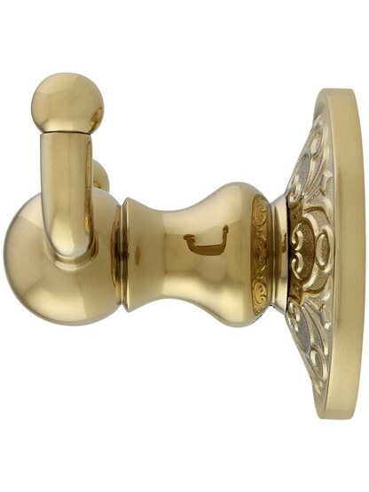 Alternate View of Forged Brass Double Hook With Lancaster Rosette