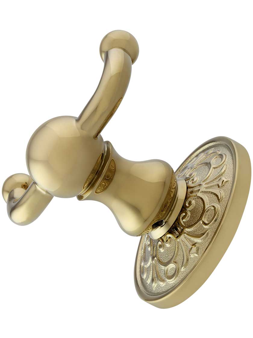 Alternate View 2 of Forged Brass Double Hook With Lancaster Rosette