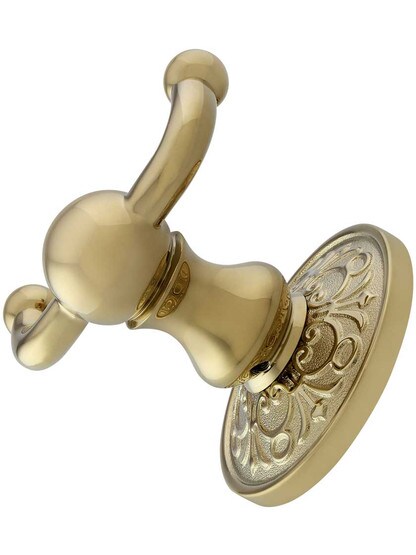 Alternate View 2 of Forged Brass Double Hook With Lancaster Rosette