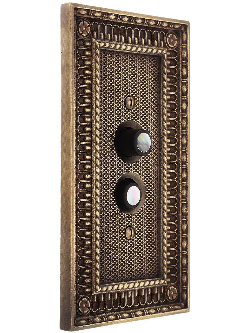 Alternate View of Premium Push Button Light Switch With True Mother-of-Pearl Buttons.
