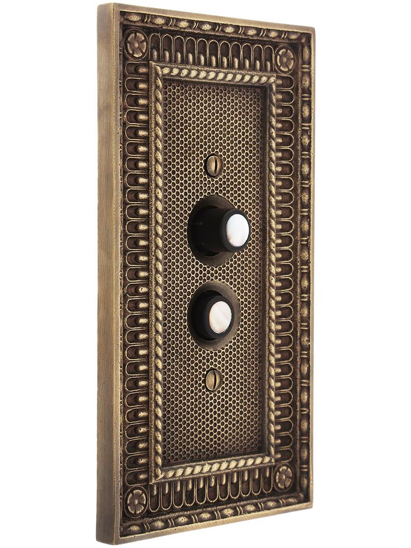 Alternate View of Premium 3-Way Push Button Light Switch With True Mother-of-Pearl Buttons.