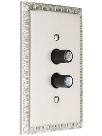 Alternate View of Premium Single-Pole Push Button Universal Dimmer Switch with True Mother-of-Pearl Buttons.