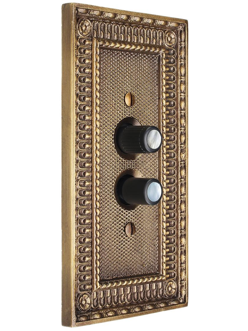 Alternate View 3 of Premium Single-Pole Push Button Universal Dimmer Switch with True Mother-of-Pearl Buttons.