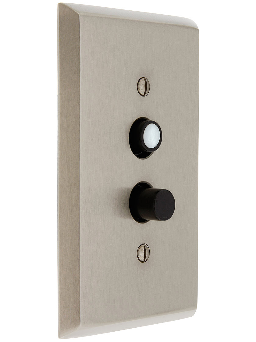 Alternate View of Standard Push Button Light Switch With Single Pearl Button.