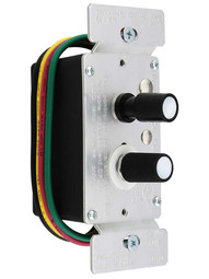 Standard 3-Way Push Button Universal Dimmer Switch With Pearl Buttons.