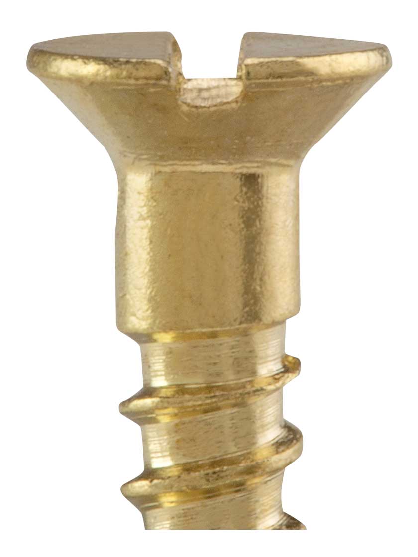 4 x 1/2 Inch Brass Flat Head Slotted Wood Screws 25 Pack House of