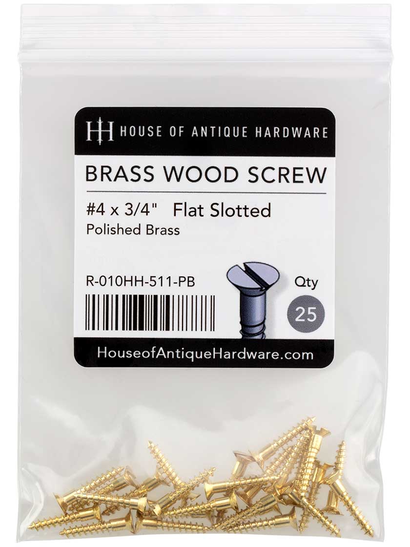 Alternate View 2 of #4 x 3/4 Inch Brass Flat Head Slotted Wood Screws - 25 Pack.
