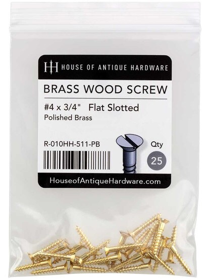 Alternate View 2 of #4 x 3/4 Inch Brass Flat Head Slotted Wood Screws - 25 Pack.