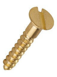 #4 x 3/4 Inch Brass Flat Head Slotted Wood Screws - 25 Pack.
