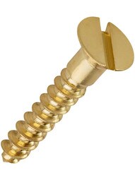 #8 x 1 Inch Brass Flat Head Slotted Wood Screws - 25 Pack.