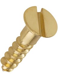 #8 x 3/4 Inch Brass Flat Head Slotted Wood Screws - 25 Pack.