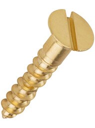 #9 x 1 Inch Brass Flat Head Slotted Wood Screws - 25 Pack.