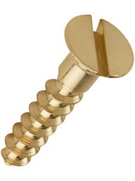#10 x 1 Inch Brass Flat Head Slotted Wood Screws - 25 Pack.