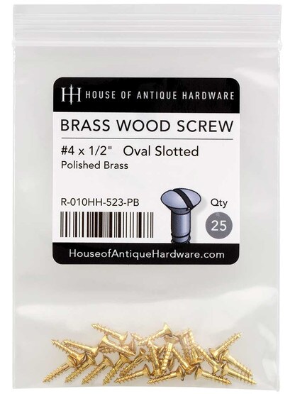 Alternate View 2 of #4 x 1/2 Inch Oval Head Slotted Brass Wood Screws - 25 Pack.