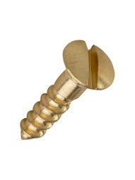#4 x 1/2 Inch Oval Head Slotted Brass Wood Screws - 25 Pack