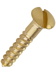 #5 x 3/4 Inch Oval Head Slotted Brass Wood Screws - 25 Pack