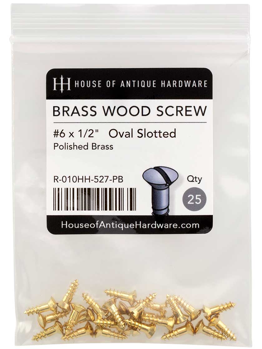 Alternate View 2 of #6 x 1/2 Inch Oval Head Slotted Brass Wood Screws - 25 Pack.