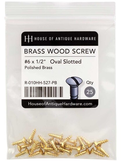 Alternate View 2 of #6 x 1/2 Inch Oval Head Slotted Brass Wood Screws - 25 Pack.
