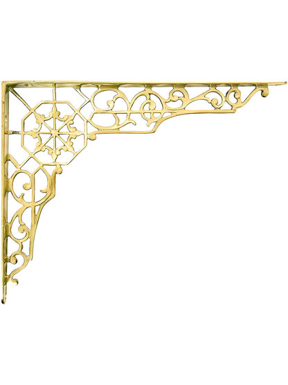Brass Victorian-Style Shelf Bracket - 7 inch x 9 1/8 inch.