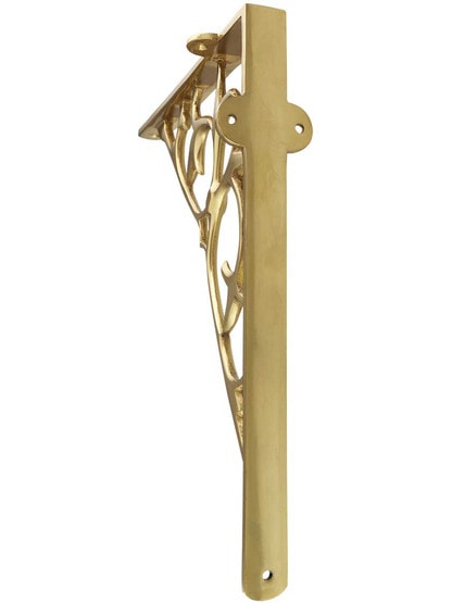 Alternate View of Brass Fleur-De-Lis Shelf Bracket - 9 1/2 inch X 7 3/4 inch .