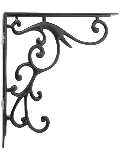 Large Iron Bracket With Scroll Design - 9 7/8 inch x 9 1/8 inch