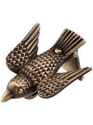 Cast-Brass Bird Picture Rail Hook in Antique-By-Hand