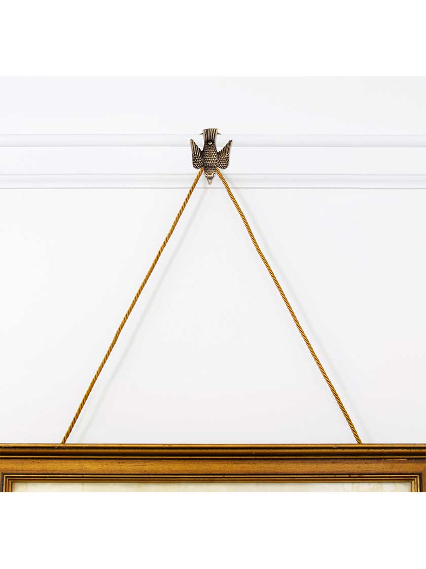 Alternate View 2 of Cast-Brass Bird Picture Rail Hook in Antique-By-Hand.