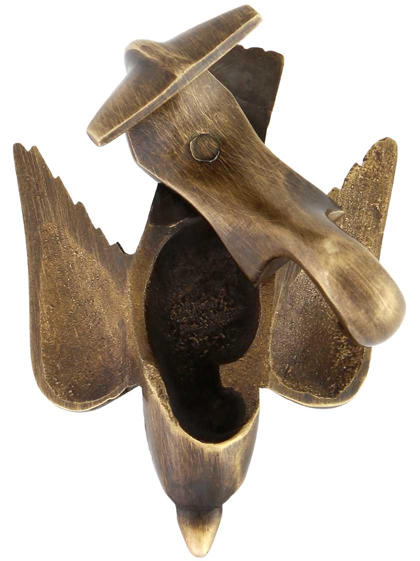 Alternate View 3 of Cast-Brass Bird Picture Rail Hook in Antique-By-Hand.