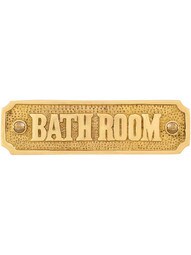 Cast Brass "Bathroom" Sign