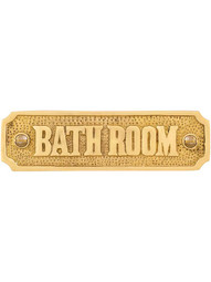 Cast Brass "Bathroom" Sign