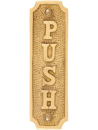 Vertical Cast Brass "Push" Sign