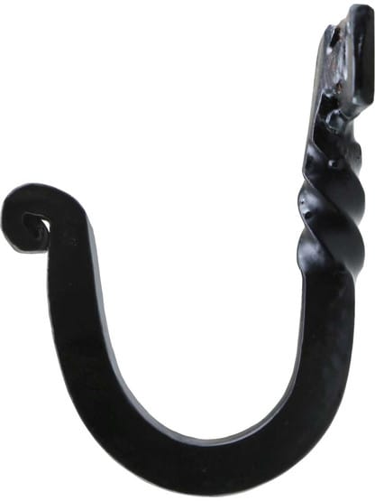 Alternate View of 4 Hook Coat Rack With Twisted Hooks in Matte Black.