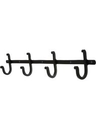 4-Hook Coat Rack with Plain Hooks in Matte Black