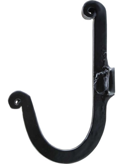 Alternate View of 4-Hook Coat Rack with Plain Hooks in Matte Black.