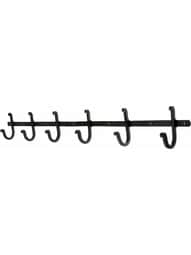 6-Hook Coat Rack with Plain Hooks in Matte Black