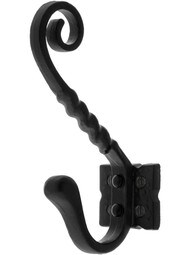 Twisted-Swirl Coat Hook In Matte Black